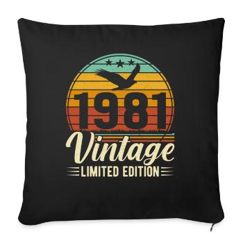 Vintage 1981 Retro Birthday T-Shirt - 43 Years - Sofa pillowcase 17,3'' x 17,3'' (45 x 45 cm) - black - Front