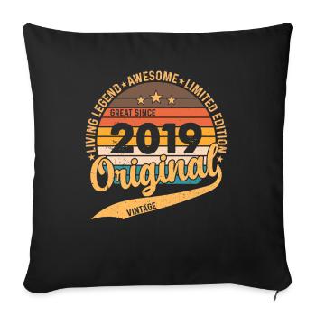 Original 2019 Vintage Vintage Retro Geburtstag - Sofakissenbezug 45 x 45 cm - Schwarz - Vorne