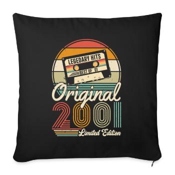 Vintage 2001 aged to perfection - Sofa pillowcase 17,3'' x 17,3'' (45 x 45 cm) - black - Front