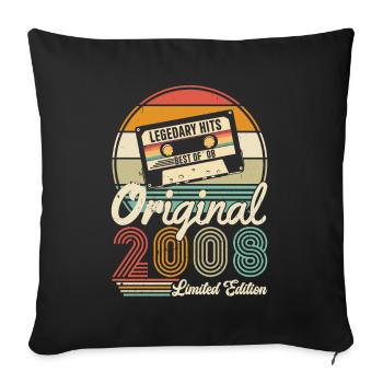Frauen 2008 Geburtstagsgeschenk | Jahrgang 2008 - Sofakissenbezug 45 x 45 cm - Schwarz - Vorne