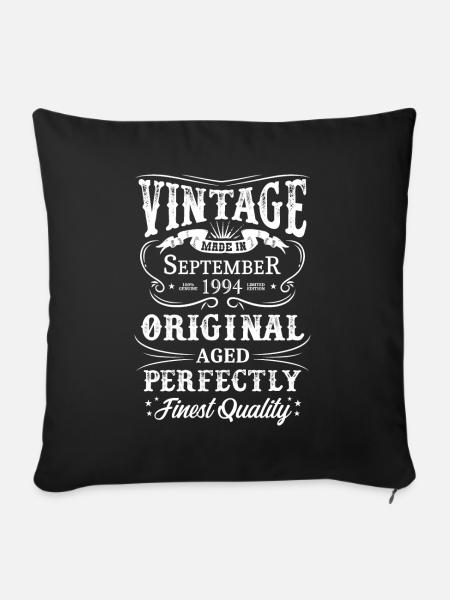 Vintage Made In 1994 Year September 1994 - Sofa pillowcase 17,3'' x 17,3'' (45 x 45 cm) - black