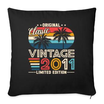 Vintage 2011 Birthday Gift - Sofa pillowcase 17,3'' x 17,3'' (45 x 45 cm) - black - Front