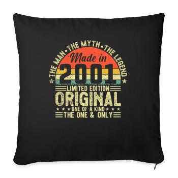 Vintage 2001 Birthday Gift - Sofa pillowcase 17,3'' x 17,3'' (45 x 45 cm) - black - Front