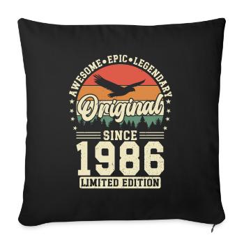 Original 1986 Vintage Born Retro Birthday - Sofa pillowcase 17,3'' x 17,3'' (45 x 45 cm) - black - Front