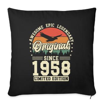 Genuine 1958 Vintage Vintage Retro Gift Idea - Sofa pillowcase 17,3'' x 17,3'' (45 x 45 cm) - black - Front