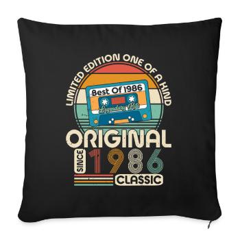 Classique 1986 Vintage rétro Design - Housse de coussin décorative 45 x 45 cm - noir - Devant