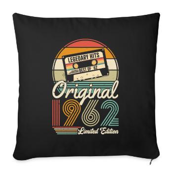 Cadeau d’anniversaire vintage 1962 - Housse de coussin décorative 45 x 45 cm - noir - Devant