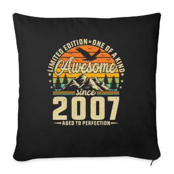 Vintage 2007: Legendary Birth Year Retro Tee - Sofakissenbezug 45 x 45 cm - Schwarz - Vorne