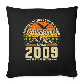 Millésime 2009 : Cadeau d’anniversaire légendaire - Housse de coussin décorative 45 x 45 cm - noir - Devant
