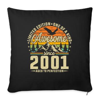 Vintage Legend 2001 Birthday - Sofakissenbezug 45 x 45 cm - Schwarz - Vorne
