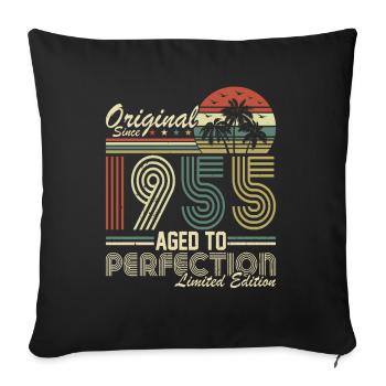 Vintage légende 1955 anniversaire Tee - Housse de coussin décorative 45 x 45 cm - noir - Devant