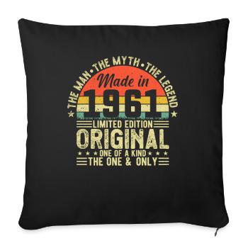 Vintage 1961 Legend - Retro Birthday Gift - Sofakissenbezug 45 x 45 cm - Schwarz - Vorne