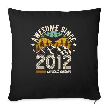 Vintage 2012 Birthday Tee - Sofakissenbezug 45 x 45 cm - Schwarz - Vorne