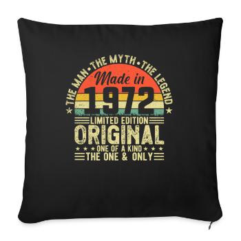 Légende vintage 1972 - Housse de coussin décorative 45 x 45 cm - noir - Devant