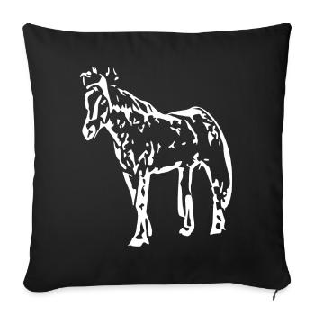 Pferde T-shirt Geschenk Reiter  - Sofakissenbezug 45 x 45 cm - Schwarz - Vorne