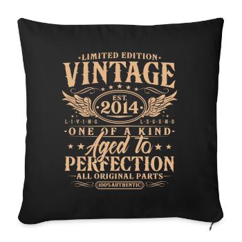 Vintage 2014 Jahrgang Geburtstag Retro Geschenk - Sofakissenbezug 45 x 45 cm - Schwarz - Vorne