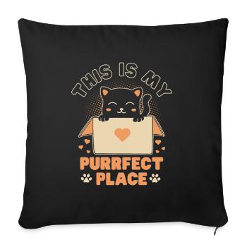Purrfect Place Cat in a Box - Sofa pillowcase 17,3'' x 17,3'' (45 x 45 cm) - black - Front