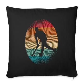 Hockey Feldhockey Fingerabdruck Hockeyspieler - Sofakissenbezug 45 x 45 cm - Schwarz - Vorne