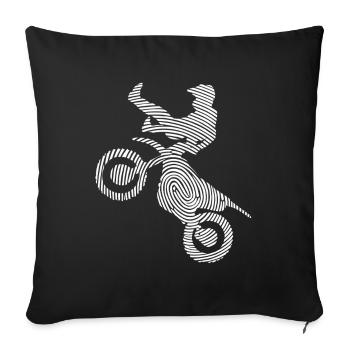 Dirt Biker Dirt Bike Empreinte digitale Motocross Garçons - Housse de coussin décorative 45 x 45 cm - noir - Devant