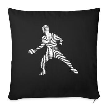 Joueur de tennis de table Empreinte digitale Jeu de tennis de table - Housse de coussin décorative 45 x 45 cm - noir - Devant
