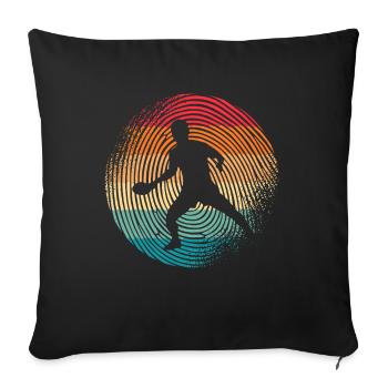 Joueur de tennis de table Empreinte digitale Jeu de tennis de table - Housse de coussin décorative 45 x 45 cm - noir - Devant
