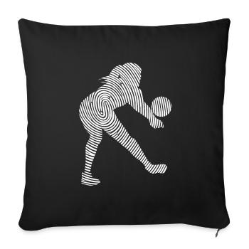 Joueur de volley-ball Empreinte digitale Joueur de volley-ball - Housse de coussin décorative 45 x 45 cm - noir - Devant