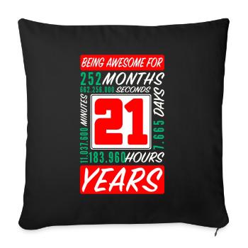 Famille 21 Ans Anniversaire Mois Heures - Housse de coussin décorative 45 x 45 cm - noir - Devant