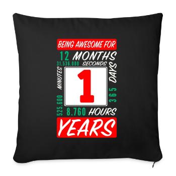 Enfants 1 Années Anniversaire Mois Heures - Housse de coussin décorative 45 x 45 cm - noir - Devant