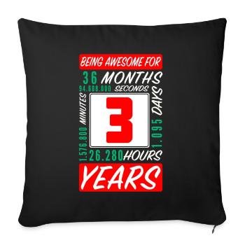 Enfants 3 Ans Anniversaire Mois Heures - Housse de coussin décorative 45 x 45 cm - noir - Devant