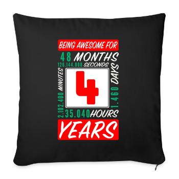 Enfants 4 Ans Anniversaire Mois Heures - Housse de coussin décorative 45 x 45 cm - noir - Devant