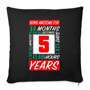 Enfants 5 Ans Anniversaire Mois Heures - Housse de coussin décorative 45 x 45 cm - noir - Devant