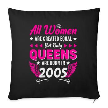 Queens nés en 2005 20e anniversaire - Housse de coussin décorative 45 x 45 cm - noir - Devant