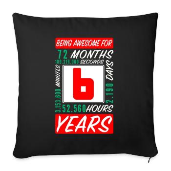 Enfants 6 Années Anniversaire Mois Heures - Housse de coussin décorative 45 x 45 cm - noir - Devant