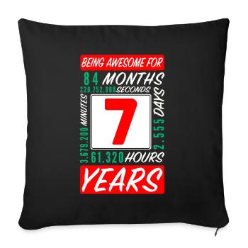 Enfants 7 Ans Anniversaire Mois Heures - Housse de coussin décorative 45 x 45 cm - noir - Devant