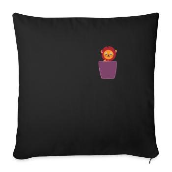 Lion dans la poitrine Chat de poche - Housse de coussin décorative 45 x 45 cm - noir - Devant