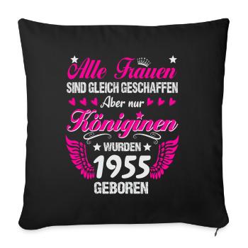 Queens born in 1955 70th birthday - Sofa pillowcase 17,3'' x 17,3'' (45 x 45 cm) - black - Front