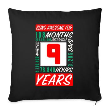 Kinder 9 Jahre Geburtstag Monate Stunden - Sofakissenbezug 45 x 45 cm - Schwarz - Vorne