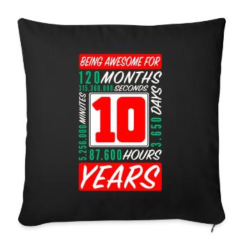 Enfants 10 Ans Anniversaire Mois Heures - Housse de coussin décorative 45 x 45 cm - noir - Devant