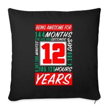 Enfants 12 Ans Anniversaire Mois Heures - Housse de coussin décorative 45 x 45 cm - noir - Devant