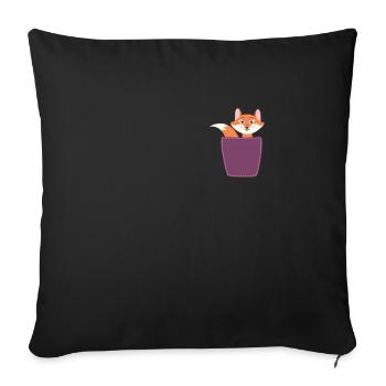 Fox in breast pocket - Sofa pillowcase 17,3'' x 17,3'' (45 x 45 cm) - black - Front