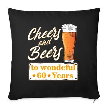 Salutations et bières à de merveilleux 60 ans - Housse de coussin décorative 45 x 45 cm - noir - Devant