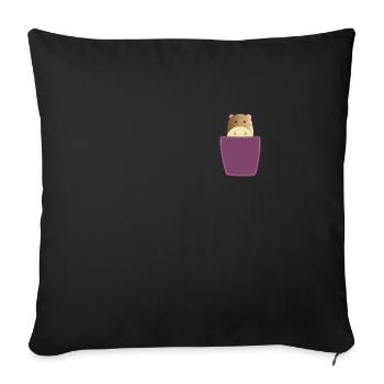 Hamster in Brusttasche Nager in Tasche - Sofakissenbezug 45 x 45 cm - Schwarz - Vorne