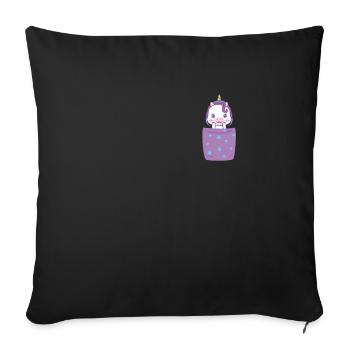 Unicorn in Breast Pocket Cute Unicorn in my Pocket - Sofa pillowcase 17,3'' x 17,3'' (45 x 45 cm) - black - Front