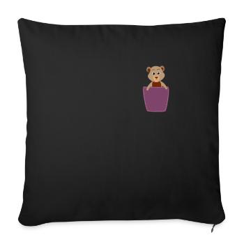 Bear in breast pocket - Sofa pillowcase 17,3'' x 17,3'' (45 x 45 cm) - black - Front