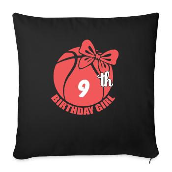 Basket-ball 9e anniversaire Basketteur - Housse de coussin décorative 45 x 45 cm - noir - Devant