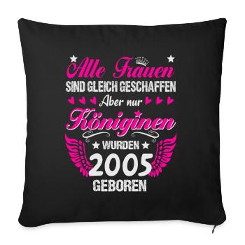 Queens nées en 2005 20 Anniversaire - Housse de coussin décorative 45 x 45 cm - noir - Devant