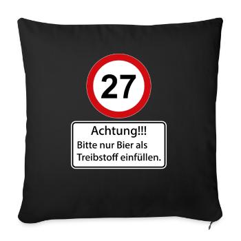 27 Caution only fill beer as fuel - Sofa pillowcase 17,3'' x 17,3'' (45 x 45 cm) - black - Front