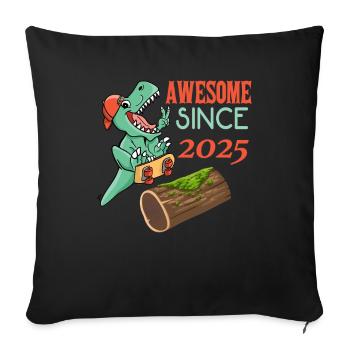 Dino Skater Birthday 2025 - Sofa pillowcase 17,3'' x 17,3'' (45 x 45 cm) - black - Front