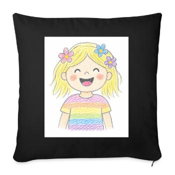 Cheerful girl laughs out loud - Sofa pillowcase 17,3'' x 17,3'' (45 x 45 cm) - black - Front