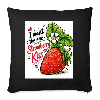 Baiser à la fraise - Housse de coussin décorative 45 x 45 cm - noir - Devant